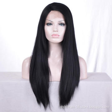 Long Straight Fashion Lace Front Wigs with Black Synthetic Hair  Wig Natural Looking
